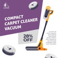 Compact carpet cleaner vacuum, price off banner