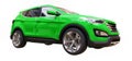 Compact city crossover green color on a white background. 3d rendering