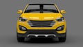 Compact city crossover yellow color on a gray background. 3d rendering. Royalty Free Stock Photo