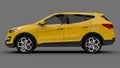 Compact city crossover yellow color on a gray background. 3d rendering. Royalty Free Stock Photo