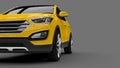 Compact city crossover yellow color on a gray background. 3d rendering. Royalty Free Stock Photo