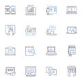 Compact computer line icons collection. Miniature, Portable, Space-saving, Slim, Tiny, Efficient, Lightweight vector and