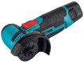 Compact cordless cordless angle grinder on a white background. Royalty Free Stock Photo