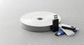 Compact Data Storage Discs with Usb Flash Drives on Grid Surface Royalty Free Stock Photo
