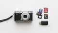 To it various memory cards including SD cards and a microSD adapter are Royalty Free Stock Photo