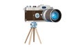 Compact Digital Camera on Portable Mini Tripod, vector design Generative AI Royalty Free Stock Photo