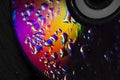 Compact Disc CD with water drops on the data surface Royalty Free Stock Photo