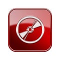 Compact Disc icon glossy red. Royalty Free Stock Photo