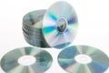 Compact disc stack discs on a white background Royalty Free Stock Photo