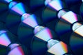 Compact discs background. Several cd dvd blu-ray discs. Optical recordable or rewritable digital data storage. Royalty Free Stock Photo