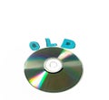 Compact disk on white background and the word old. obsolete technology concept Royalty Free Stock Photo