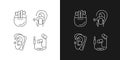 Compact in ear earphones linear icons set for dark and light mode