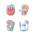 Compact in ear earphones RGB color icons set Royalty Free Stock Photo