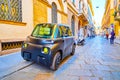 The compact electric car Citroen AMI on the street in Brera district in Milan, Italy Royalty Free Stock Photo