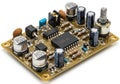 Compact electronic circuit board with various components and potentiometers Royalty Free Stock Photo