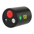 Compact electronic device with power indicator and bright red button Royalty Free Stock Photo