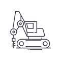 Compact excavator icon, linear isolated illustration, thin line vector, web design sign, outline concept symbol with Royalty Free Stock Photo