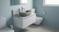 Compact floating vanity with stone sink in minimalist bathroom designed for small spaces Royalty Free Stock Photo