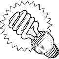 Compact fluorescent light bulb sketch Royalty Free Stock Photo