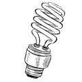 Compact fluorescent light bulb sketch Royalty Free Stock Photo