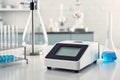 Compact FTIR spectrometer pristine laboratory bench with clear display Royalty Free Stock Photo