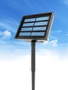 Compact garden solar panel against blue sky. 3D illustration Royalty Free Stock Photo