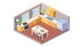 Compact Kitchen with Dining Area Isometric Design, vector design Generative AI Royalty Free Stock Photo