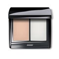 Compact make-up powder palette, realistic vector illustration. Makeup product package. Open square cosmetic case top view