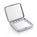 Compact mirror with LED lights makeup application Royalty Free Stock Photo