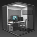 Compact and modern soundproof room designed for working or gaming. Equipped Royalty Free Stock Photo