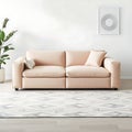 A compact modular sofa in a soft pastel shade with movable sections