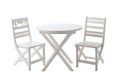 Compact outdoor dining set with round table and two chairs Royalty Free Stock Photo
