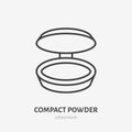 Compact powder flat line icon. Makeup beauty care sign, illustration of foundation . Thin linear logo for cosmetics Royalty Free Stock Photo