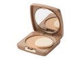 Compact powder foundation with mirror and sponge isolated transparent background Royalty Free Stock Photo