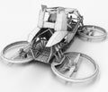 Compact single-seater quadrocopter for private use. Small urban vehicle with an electric motor. Royalty Free Stock Photo