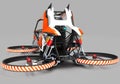 Compact single-seater quadrocopter for private use. Small urban vehicle with an electric motor. Royalty Free Stock Photo