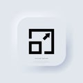Compact size, change scale, resize picture, full screen icon. Neumorphic UI UX white user interface web button. Neumorphism. Royalty Free Stock Photo