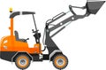 Compact Skid Steer Loader with Bucket and Wheels Icon in Flat Style. Vector Royalty Free Stock Photo