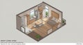 Compact, smart home design features an open-plan layout. The space includes a Royalty Free Stock Photo