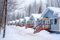compact snow cabins at a budget resort