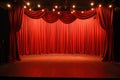 Compact stage featuring bright red drapes, Compact performance stage with bold red drapes Royalty Free Stock Photo