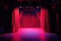 Compact stage featuring bright red drapes, Compact performance stage with bold red drapes Royalty Free Stock Photo
