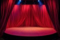 Compact stage featuring bright red drapes, Compact performance stage with bold red drapes Royalty Free Stock Photo