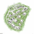 A compact, sustainable community layout featuring modern buildings arranged in an Royalty Free Stock Photo