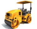 Compact Tandem Vibratory Road Roller 3D rendering Royalty Free Stock Photo