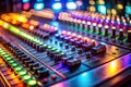 Compact TiltShift Soundboard Control Panel A Modern Audio Interface for Miniature Studios and Mobile Recording Royalty Free Stock Photo