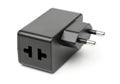 Compact travel adapter with dual prong plug for electronic devices Royalty Free Stock Photo