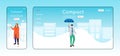 Compact umbrella landing page flat color vector template Royalty Free Stock Photo