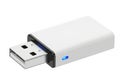 Compact usb flash drive with sleek white design and blue light indicator Royalty Free Stock Photo