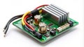 Compact Voltage Regulator Circuit Board Miniature Electronic Device with Multiple Wires